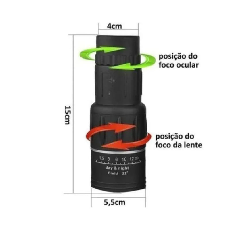 Monóculo 8km Profissional 30 X 52 Tático Luneta Com Nitidez Alta Visibilidade Único / Preto