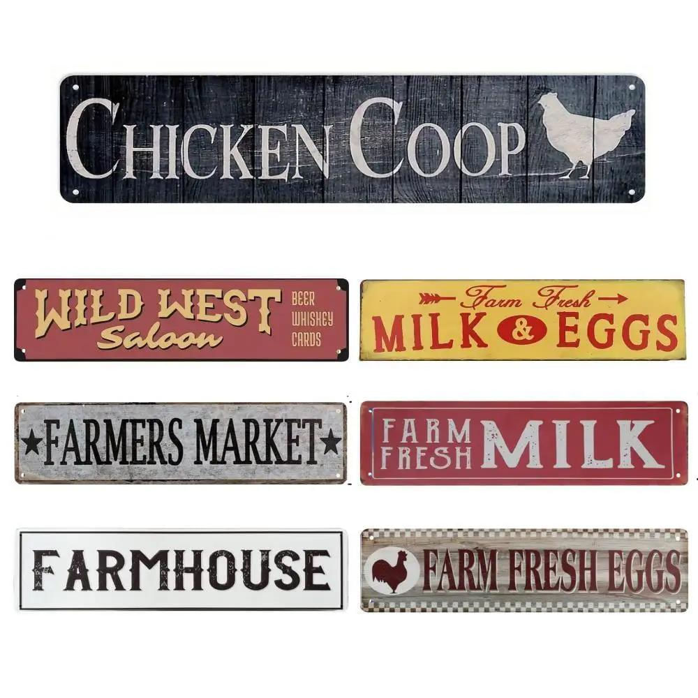 Placa de Metal Chick Inn, Placa Vintage de Alumínio para Cozinha e Jardim 20x30cm / branco