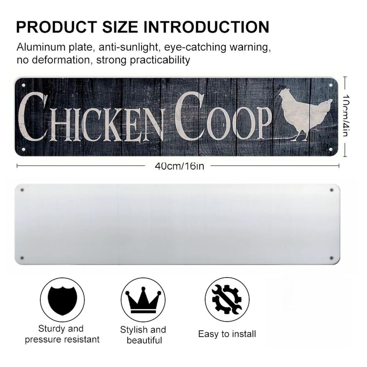 Placa de Metal Chick Inn, Placa Vintage de Alumínio para Cozinha e Jardim 20x30cm / branco