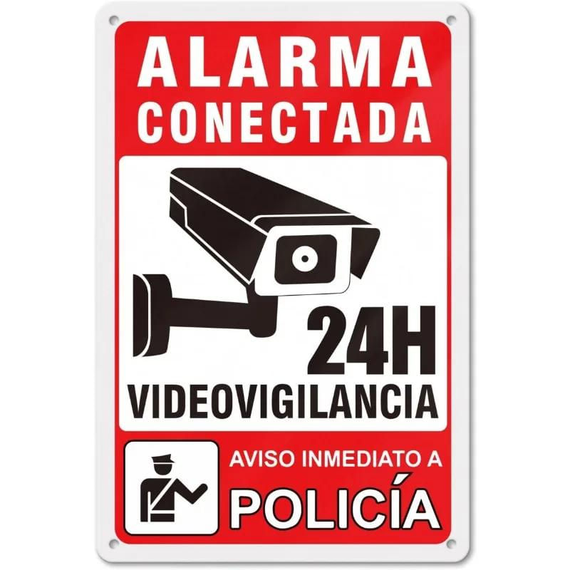 Placa Decorativa de Alerta de Segurança para Vigilância 24 Horas laranja