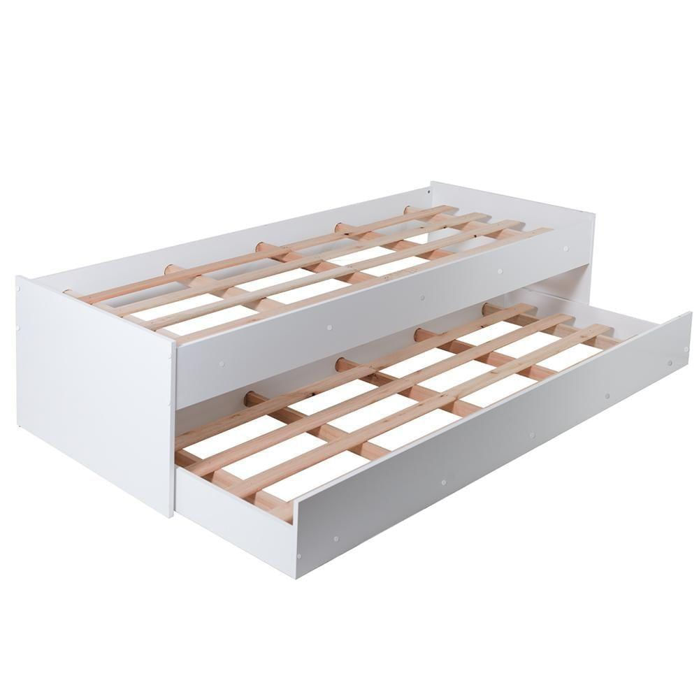 Cama Solteiro Bicama Com Cama Auxiliar 194x83 Cm20 Branco Dtall Branco