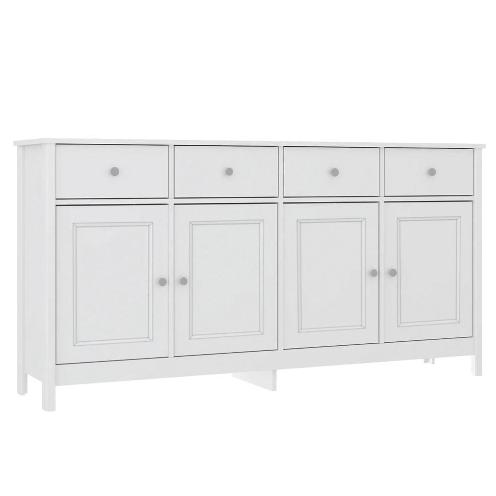 Balcao Buffet 4 Portas 4 Gavetas 154 Cm R626 Branco Dtall Branco