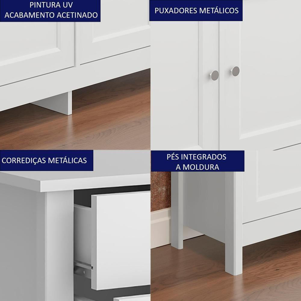 Balcao Buffet 4 Portas 4 Gavetas 154 Cm R626 Branco Dtall Branco