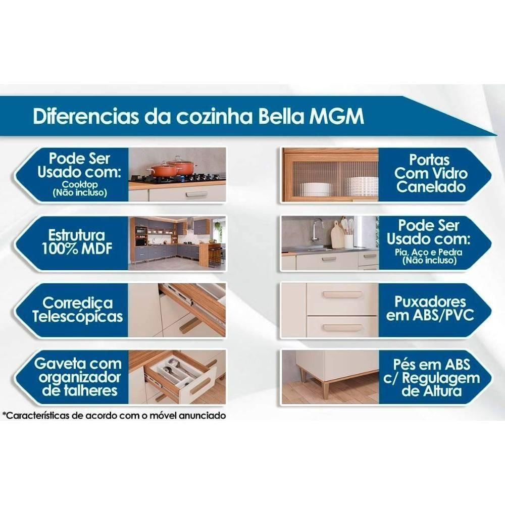 Cristaleira De Cozinha Eloise C- 3 Portas (2 C- Vidro Canelado E 1 Basculante) E 1 Gaveta 70m Freijo-titanium - Mgm