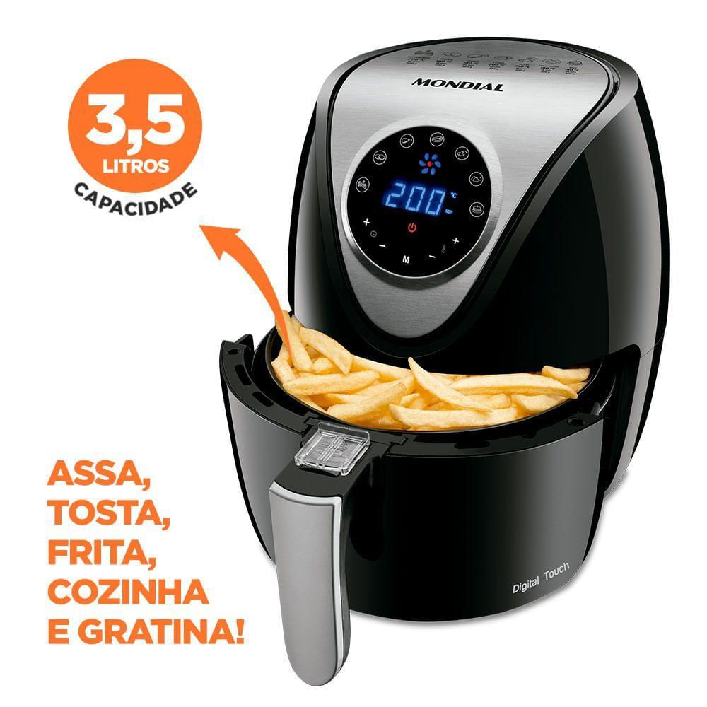 Fritadeira Elétrica Mondial Family Iv 3,5L Inox Digital Touch Preto Inox AF-30-DI 220V 220V