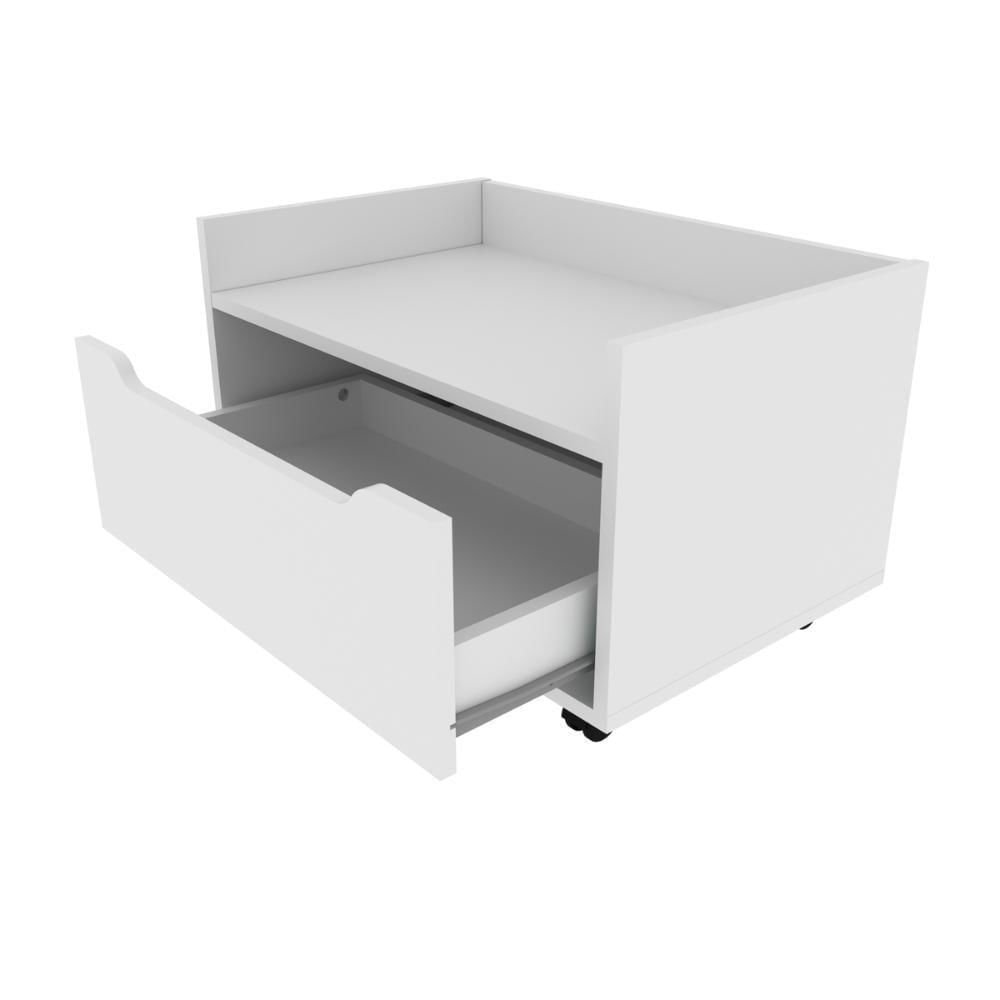 Balcão Gabinete 60cm Com 1 Gavetas E Rodízio Bn3647 Branco Tecnomobili