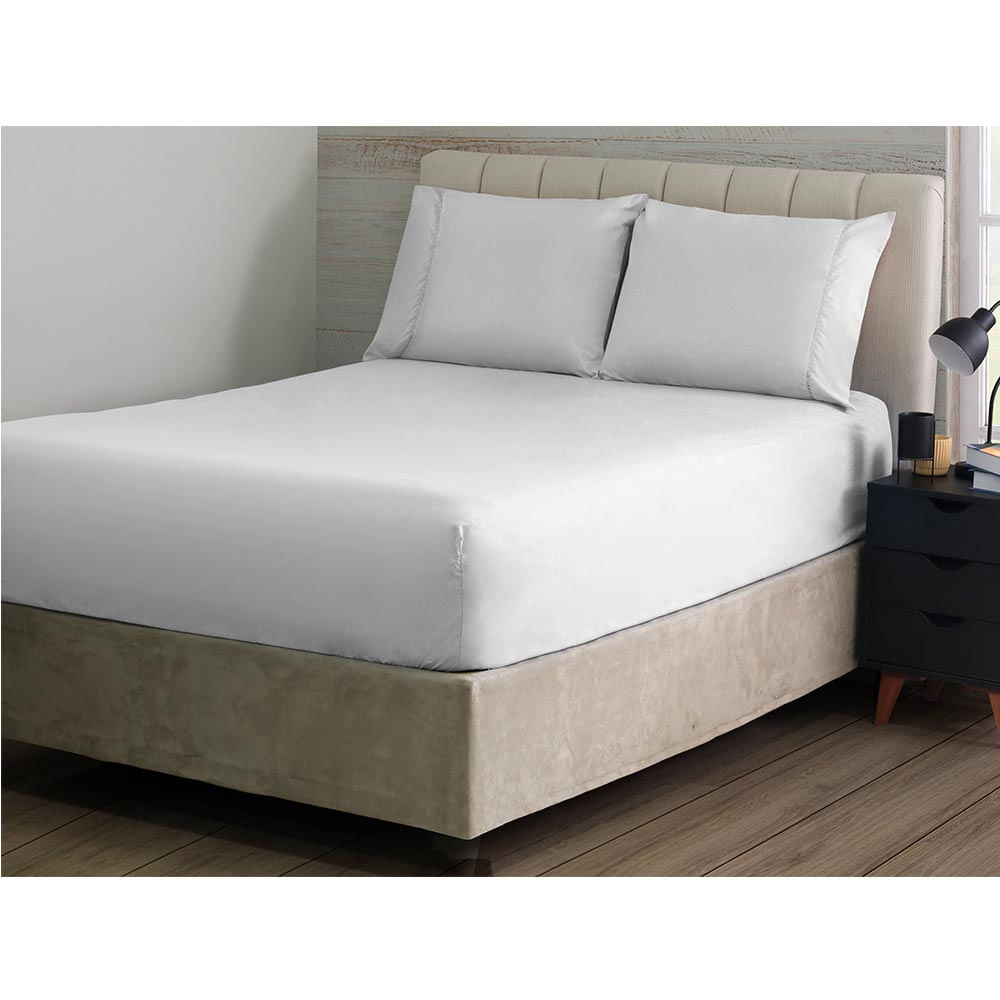 Jogo de Cama S Ponto Palito Queen 3 Pçs 180F Branco Sonhare