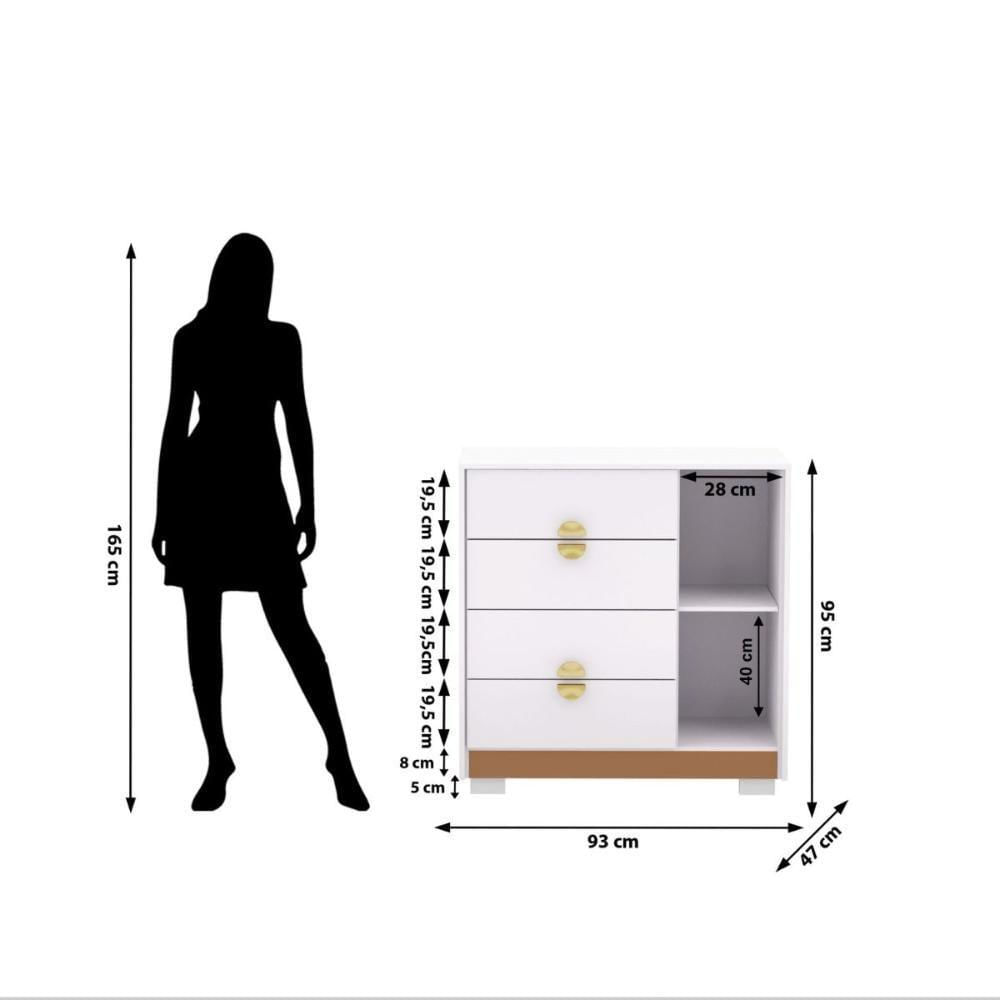 Cômoda Sapateira 4 Gavetas Paraguai Branco Camarim