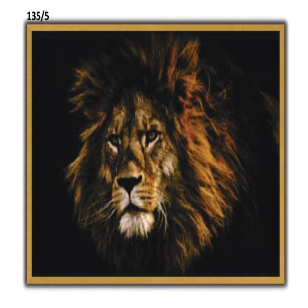 Quadro Decorativo Leao Realista Africana Motivacao Grande 70cm Dourado Moldura Sala Consultorio Escritorio Canvas