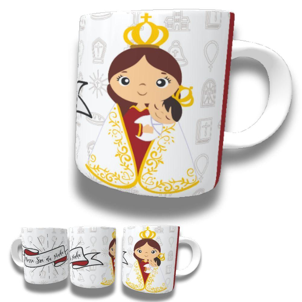 Caneca De Porcelana 325ml Santos Católicos Decorada Nossa Senhora Da Penha