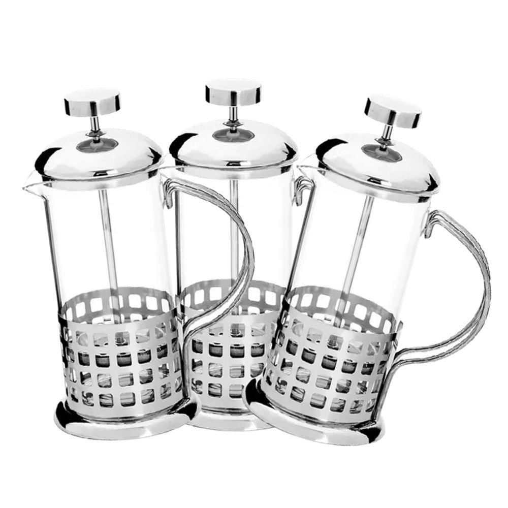 Cafeteira Francesa De 350 Ml Inox E Vidro Para Café Perfeito