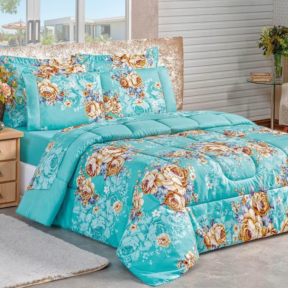 Edredom Queen 200 Fios Dupla Face 3 Peças Naturalle Jasmine