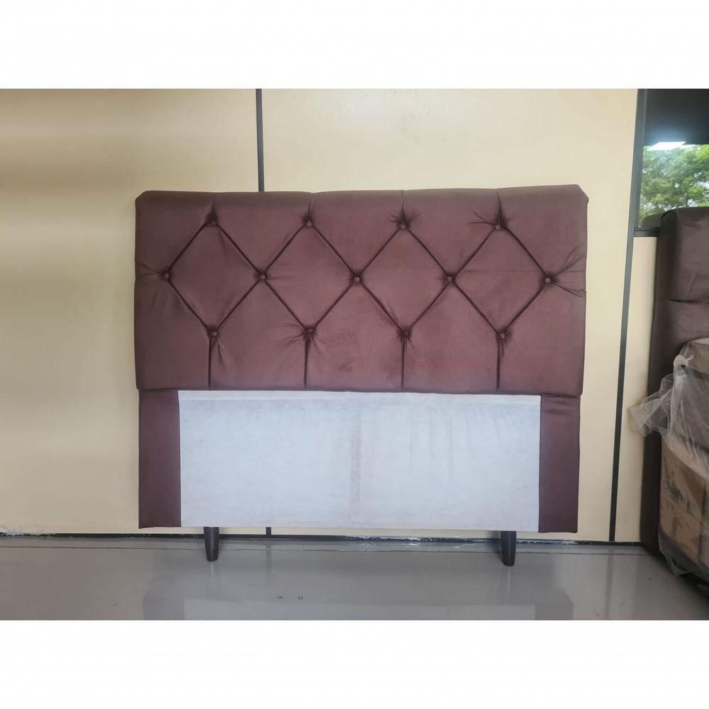 Cabeceira Pâmela Cama Box Estofada Capitone Élpis Móveis Suede Bege 160cm