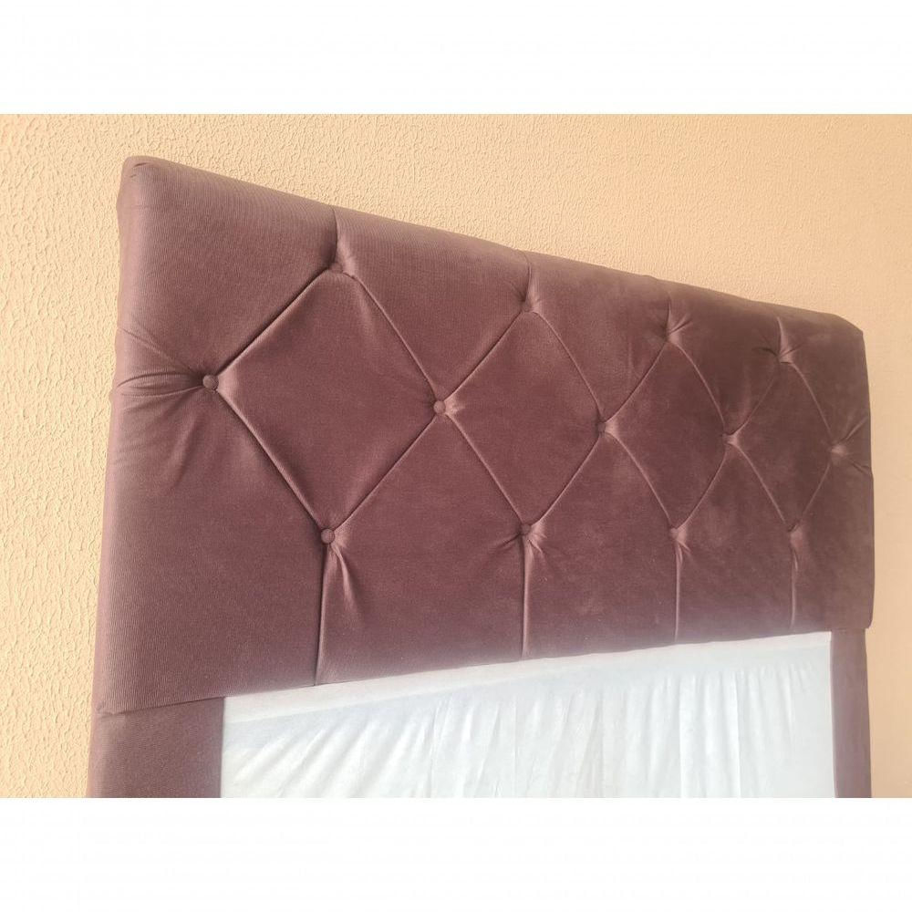 Cabeceira Pâmela Cama Box Estofada Capitone Élpis Móveis Suede Bege 160cm