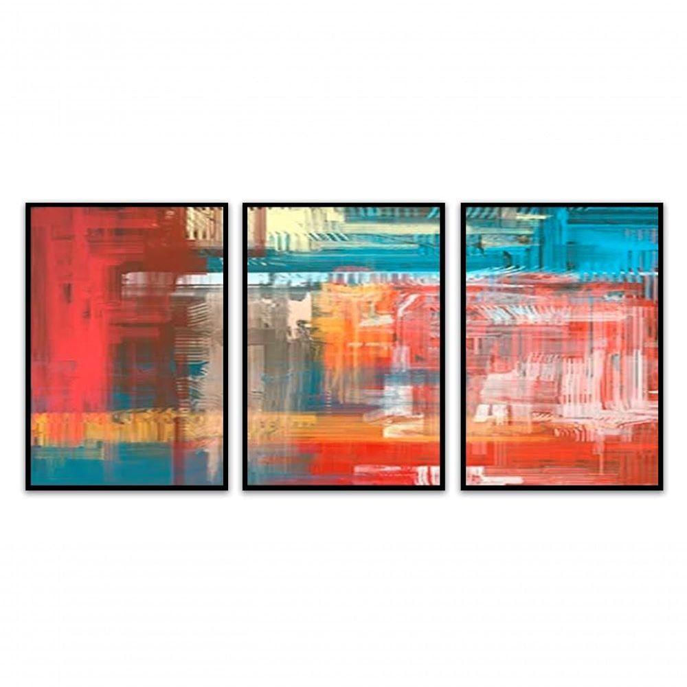 Kit Com 3 Quadros Decorativos 70x50 Cm Abstrato Marmorizado