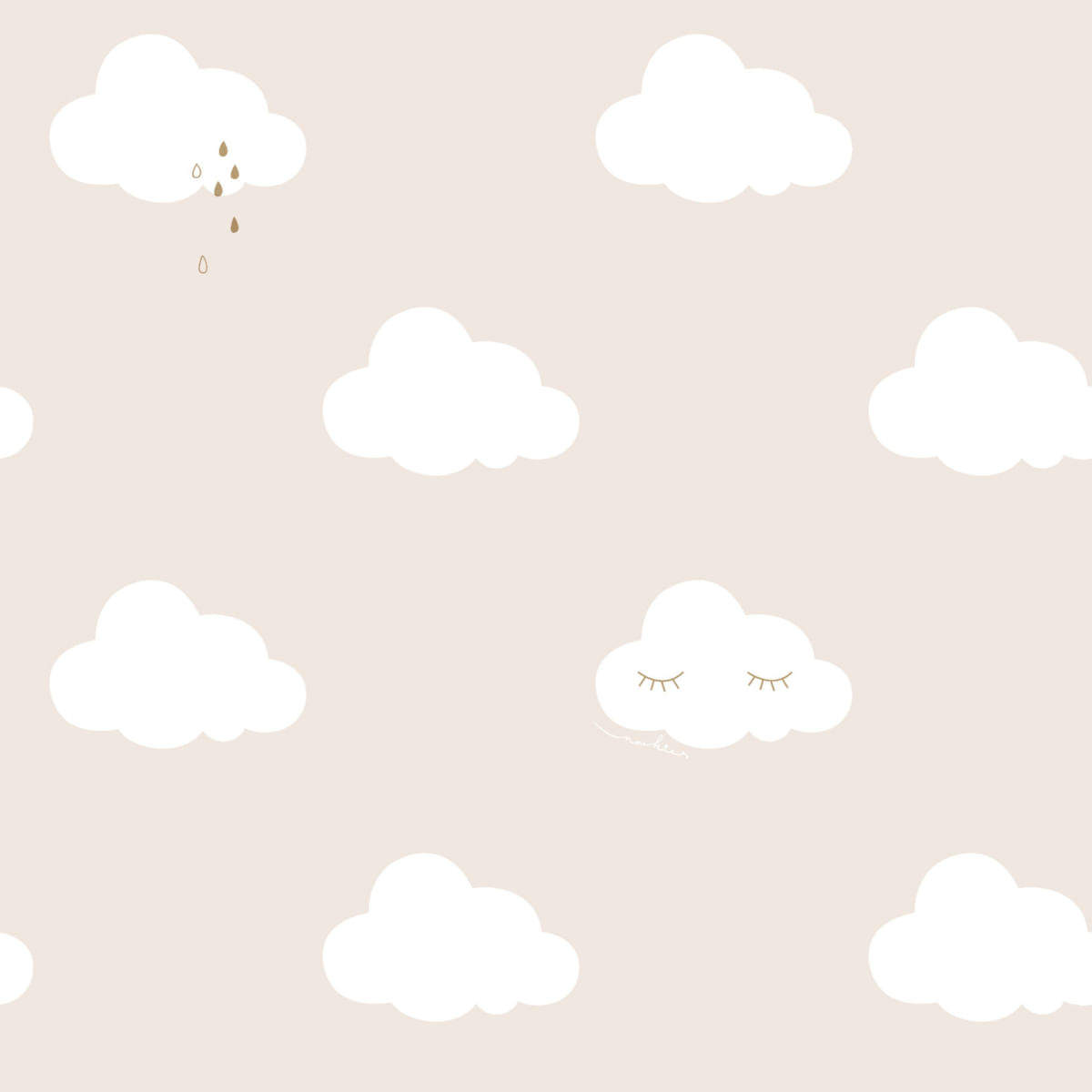Papel de Parede Fofura Baby Nuvens Fundo Bege FF4015
