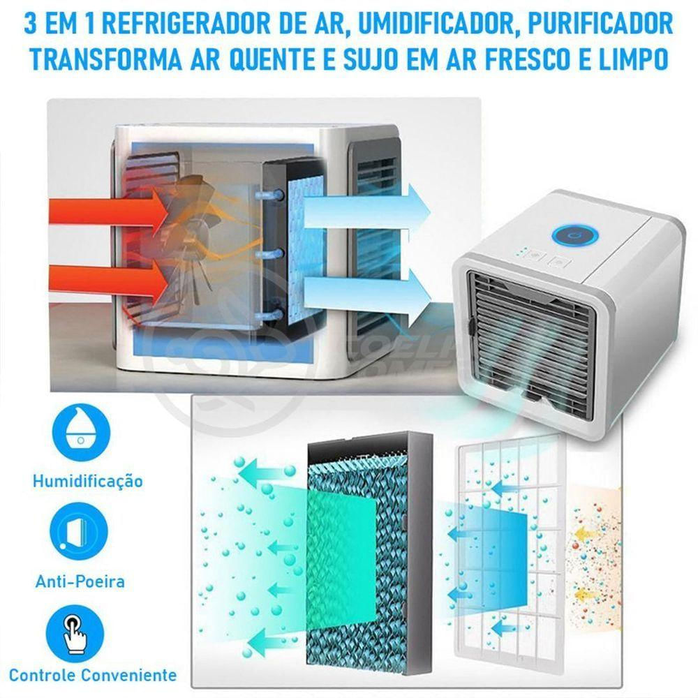 Mini Ar Condicionado Climatizador Humidificador Portátil Arctic Air Cooler 3 Velocidades