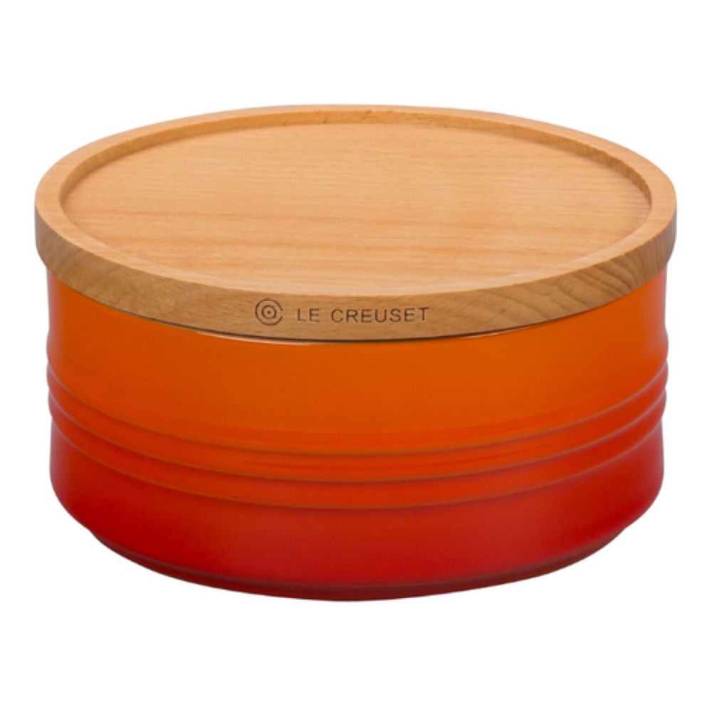 POTE LE CREUSET EM CERÂMICA COM TAMPA DE MADEIRA 420ML LARANJA 91044402090000