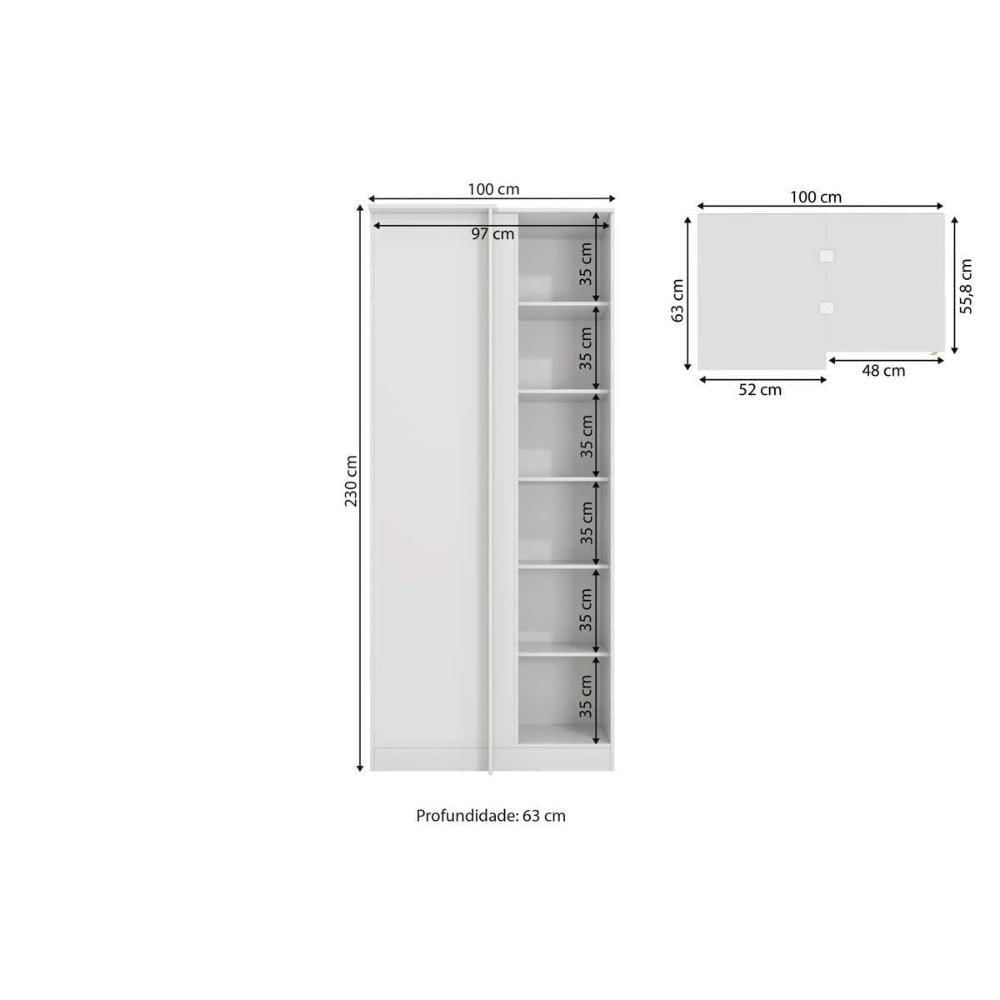 Modulado De Quarto Guarda Roupa Canto Reto C- 1 Porta N530 Adapt Branco-macadamia