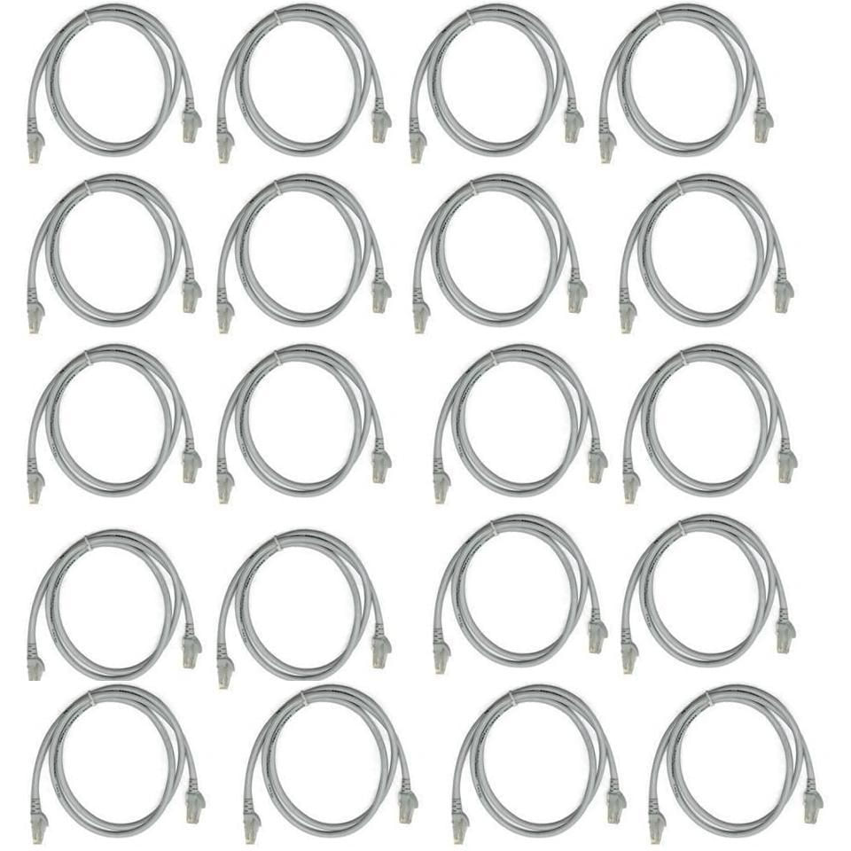 Kit 20 Cabo De Rede 1M Tipo Lan CAT5E Conector RJ45 Cinza