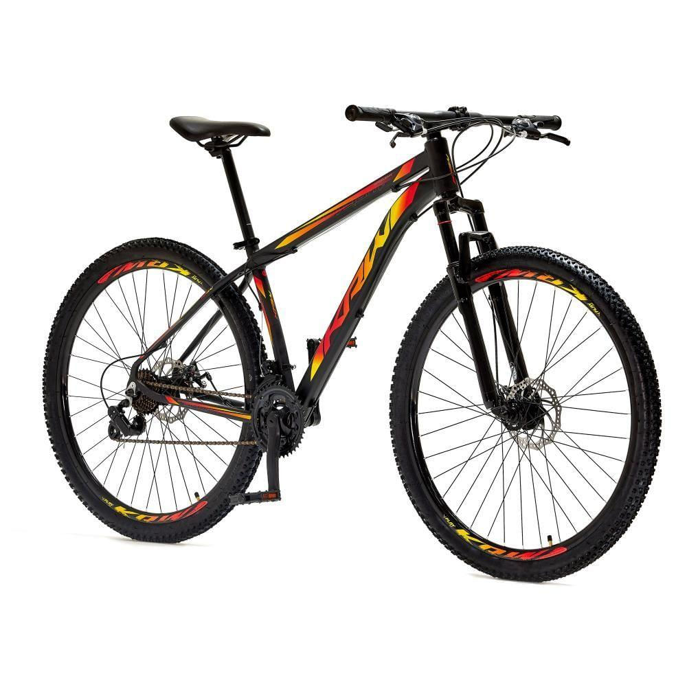 Bicicleta Aro 29 Krw Alumínio 21 Vel Freio A Disco Suspensão Dianteira S3 19 Preto-Amarelo E Vermelho