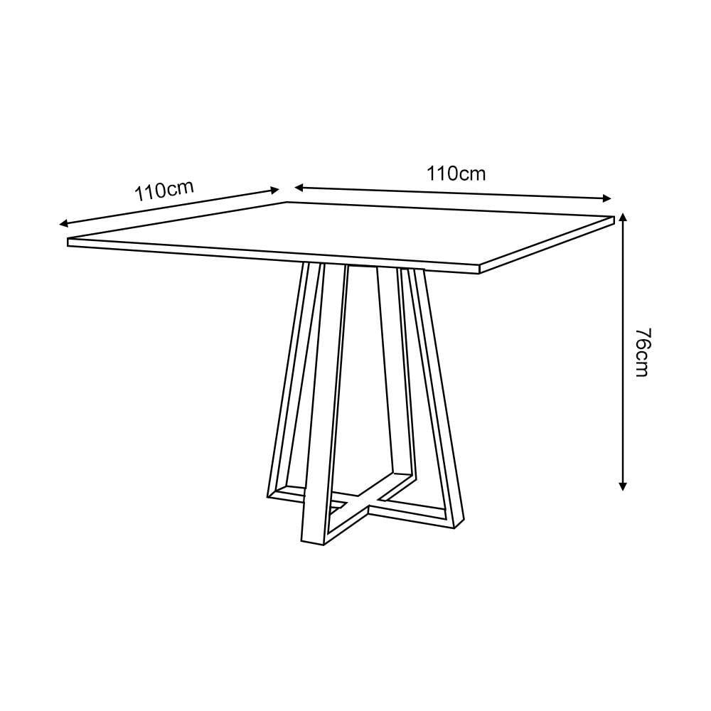 Mesa De Jantar Mônaco 110cm Tampo Imbuia Pés Preto Marrom