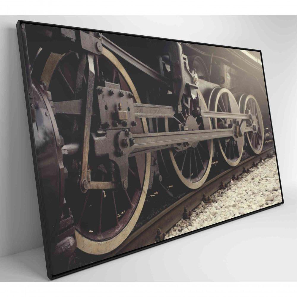 Quadro Rodas Trem Clássico 90x60 Cm Adesivo Fotográfico