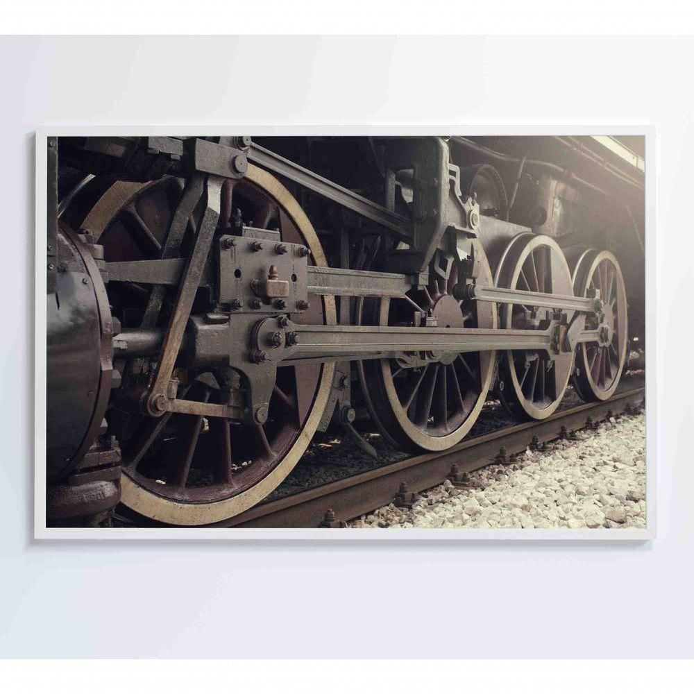 Quadro Rodas Trem Clássico 90x60 Cm Adesivo Fotográfico