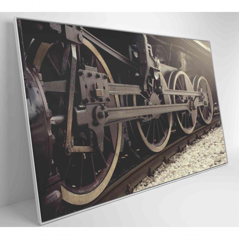 Quadro Rodas Trem Clássico 90x60 Cm Adesivo Fotográfico