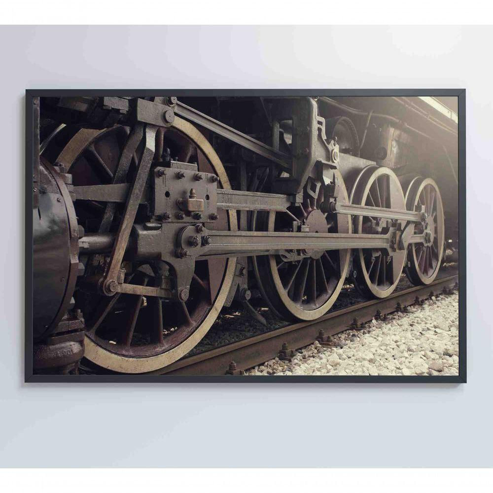 Quadro Rodas Trem Clássico 90x60 Cm Adesivo Fotográfico