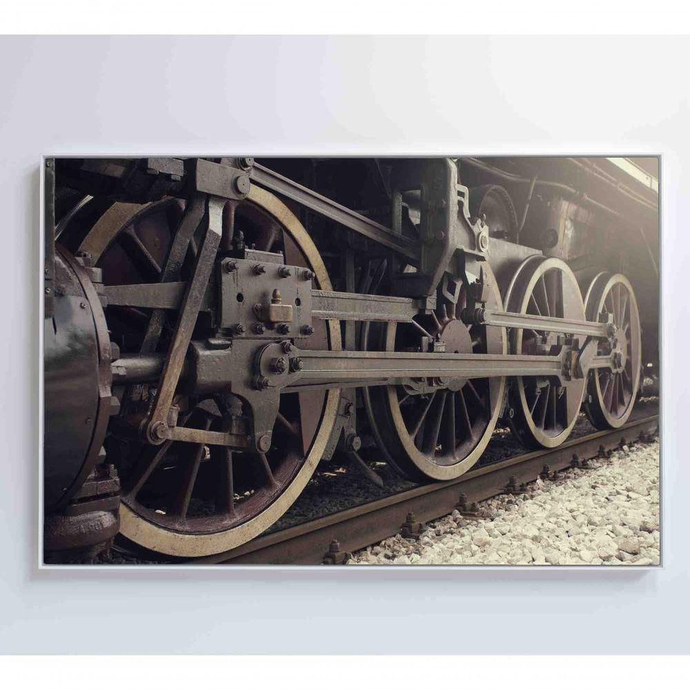 Quadro Rodas Trem Clássico 90x60 Cm Adesivo Fotográfico