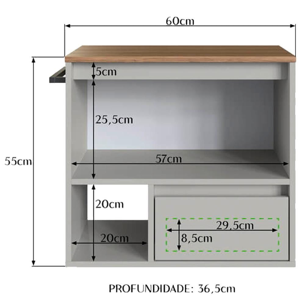 Gabinete Para Banheiro 01 Porta 01 Gaveta 60cm Proddy Mel Arenas