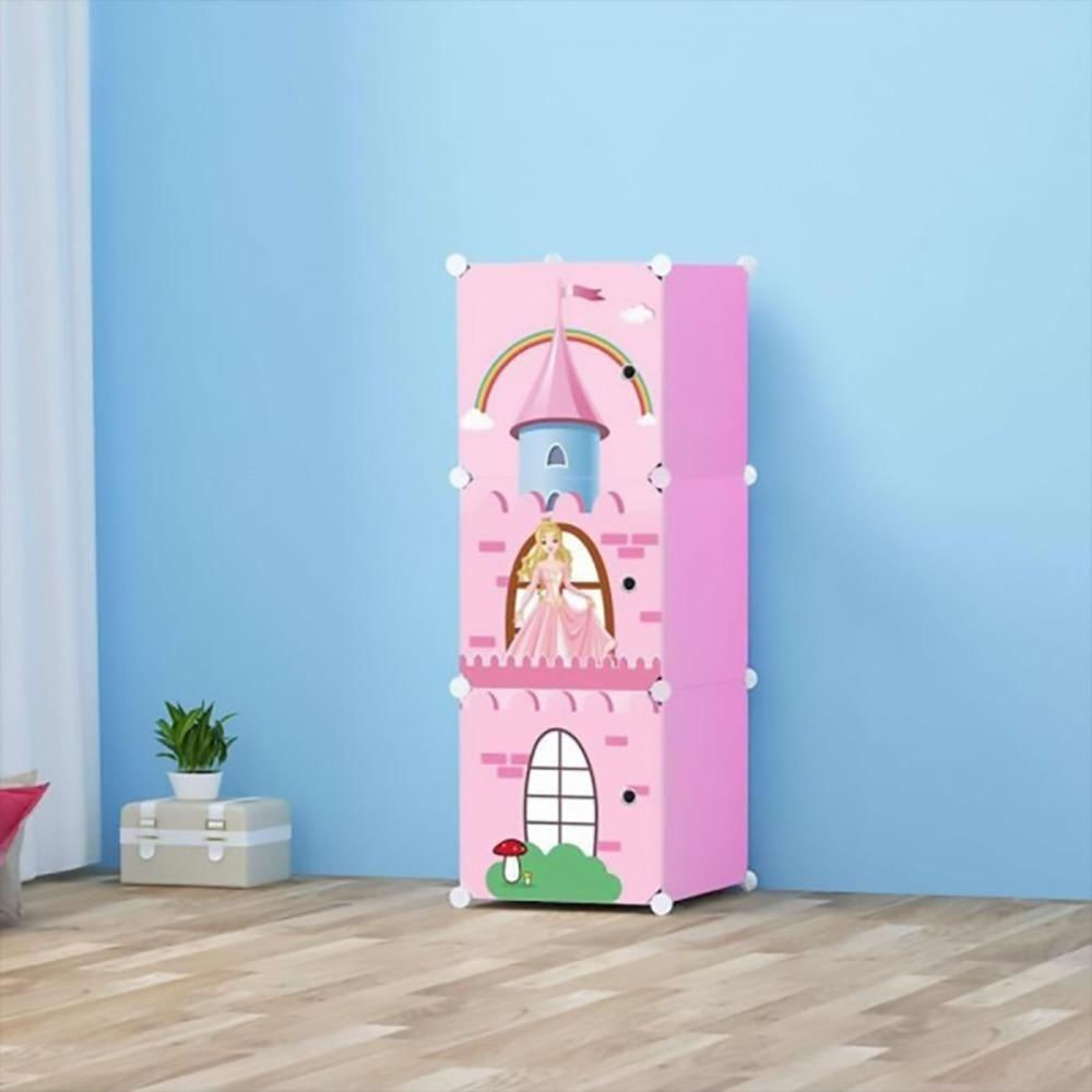 Guarda-roupa Infantil Castelo Com Sapateira E Prateleiras Organizador Modular Rosa Para Brinquedos E Roupas Kangur