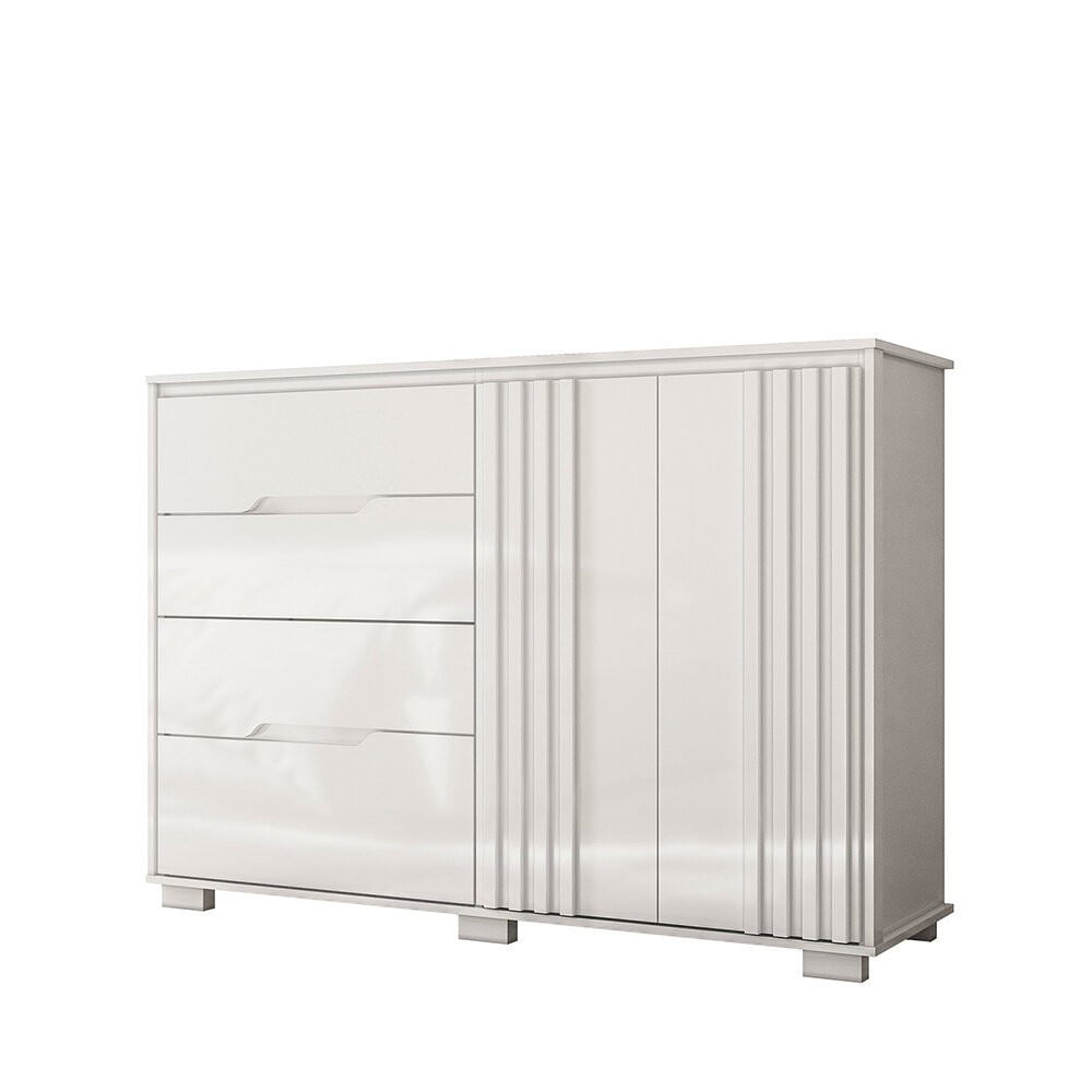 Cômoda 2 Portas MDP 4 Gavetas Moval Texas Branco