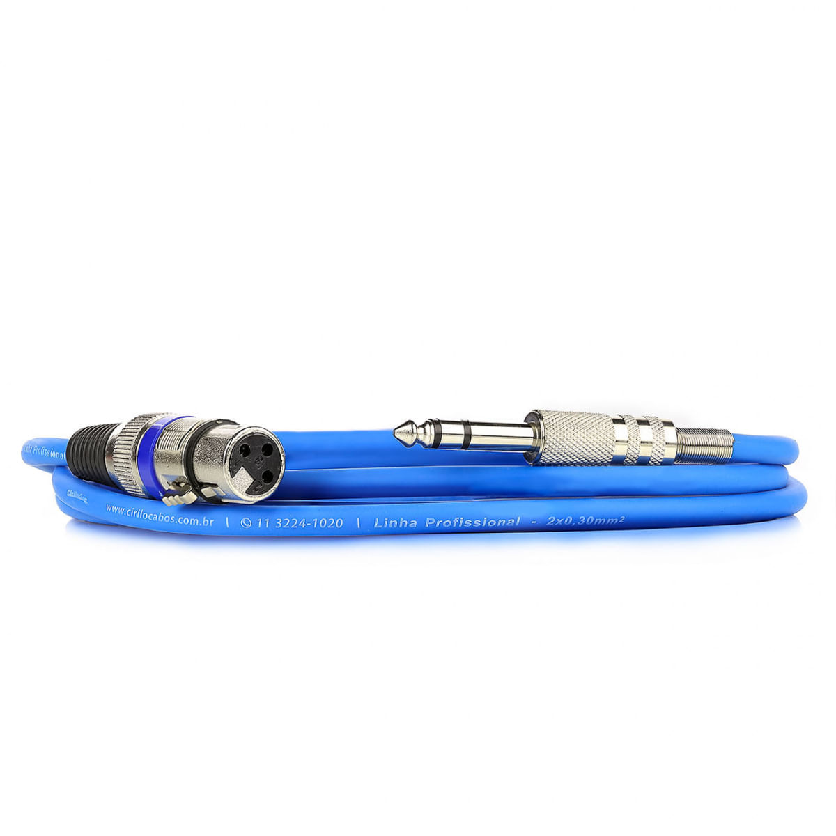 Cabo de Microfone XLR para P10 Estereo - Azul - 35 Metros