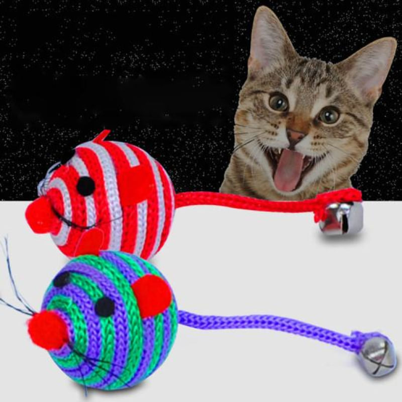 Brinquedo Interativo para Gato - Bola de Rato com Cauda Longa e Sino