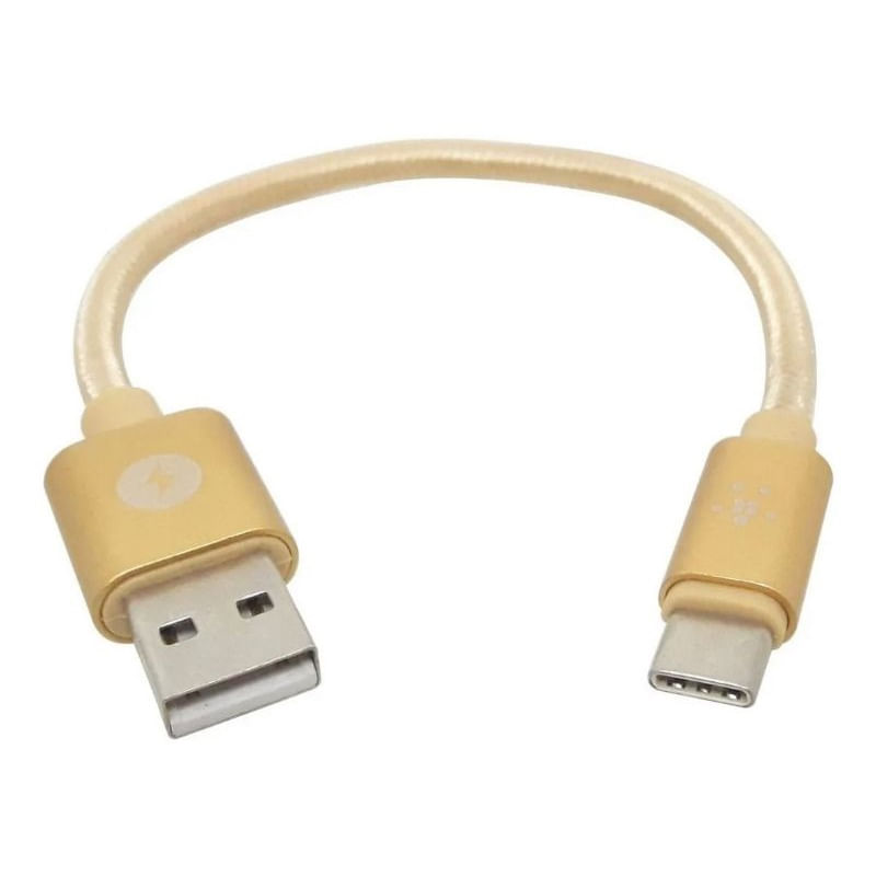 Cabo Tipo C De 20 Cm Revestido Nylon Usb Tipo C Dourado