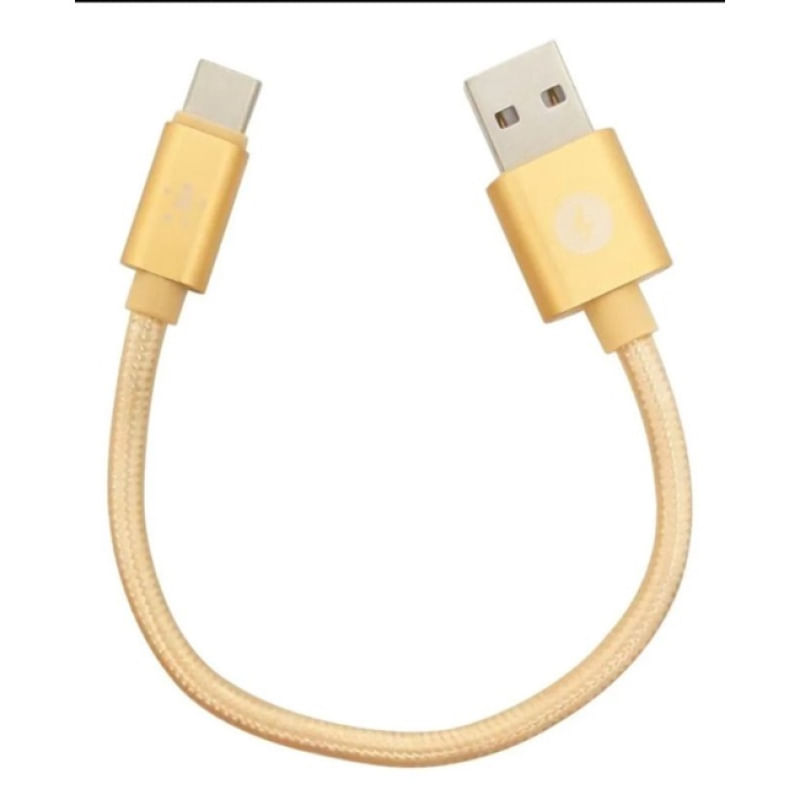 Cabo Tipo C De 20 Cm Revestido Nylon Usb Tipo C Dourado