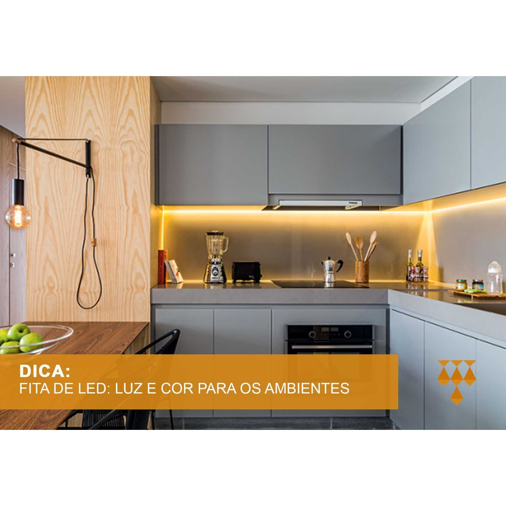 Kit Fita de Led Amarelada Branco Quente 3000k com 5 Metros + Fonte Energia 12v Bivolt