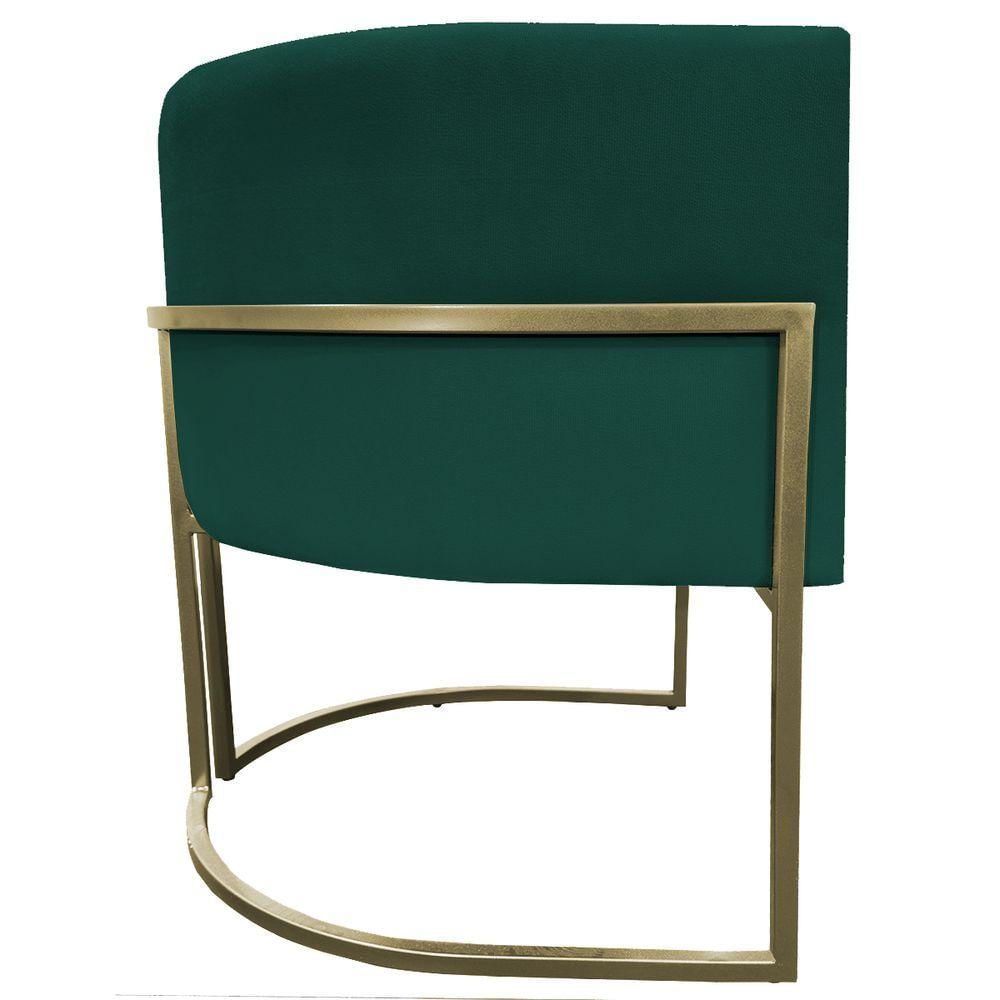 Poltrona Decorativa Recepção Luna Suede Base Ferro Champagne Verde Suede