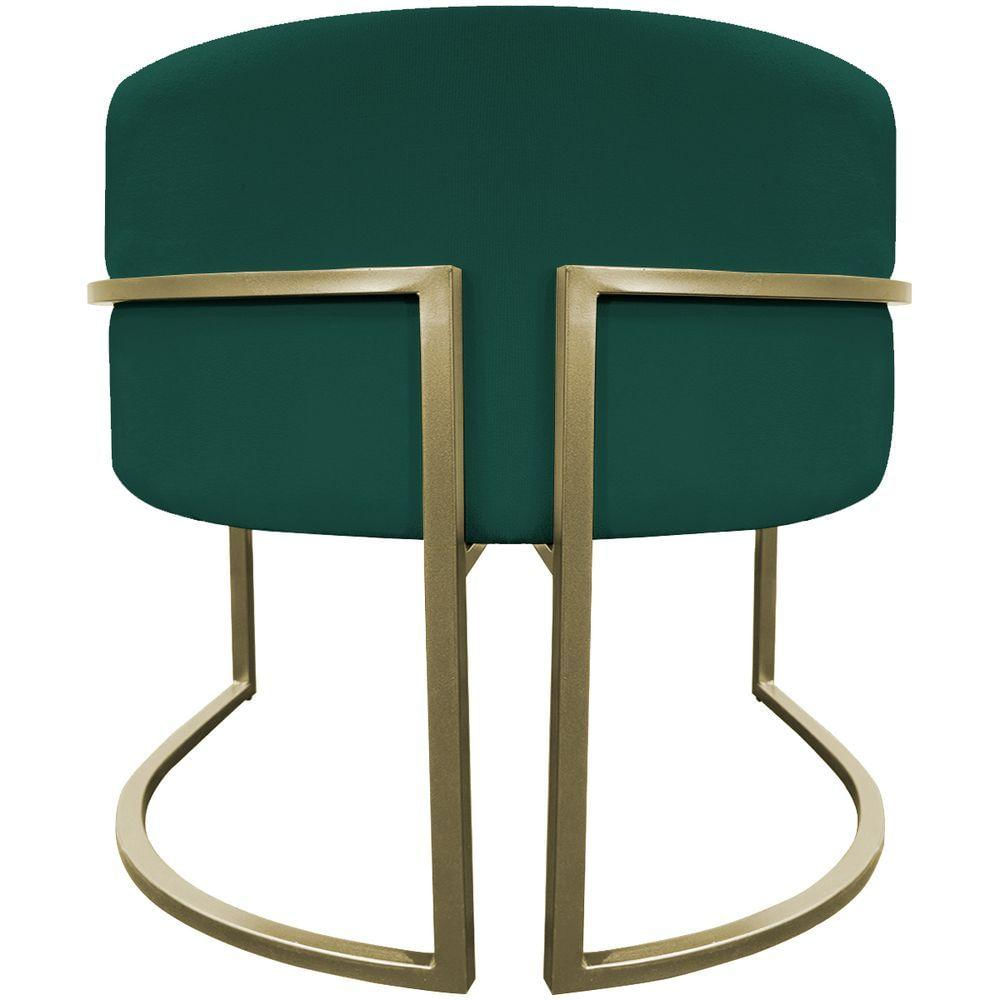 Poltrona Decorativa Recepção Luna Suede Base Ferro Champagne Verde Suede