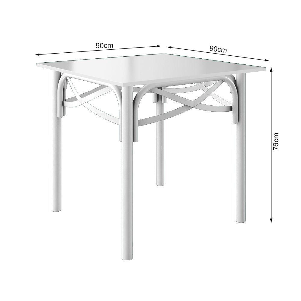 Mesa Katrina Branca Quadrada Tampo De Madeira 90cm Branco