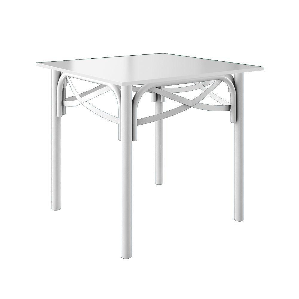 Mesa Katrina Branca Quadrada Tampo De Madeira 90cm Branco