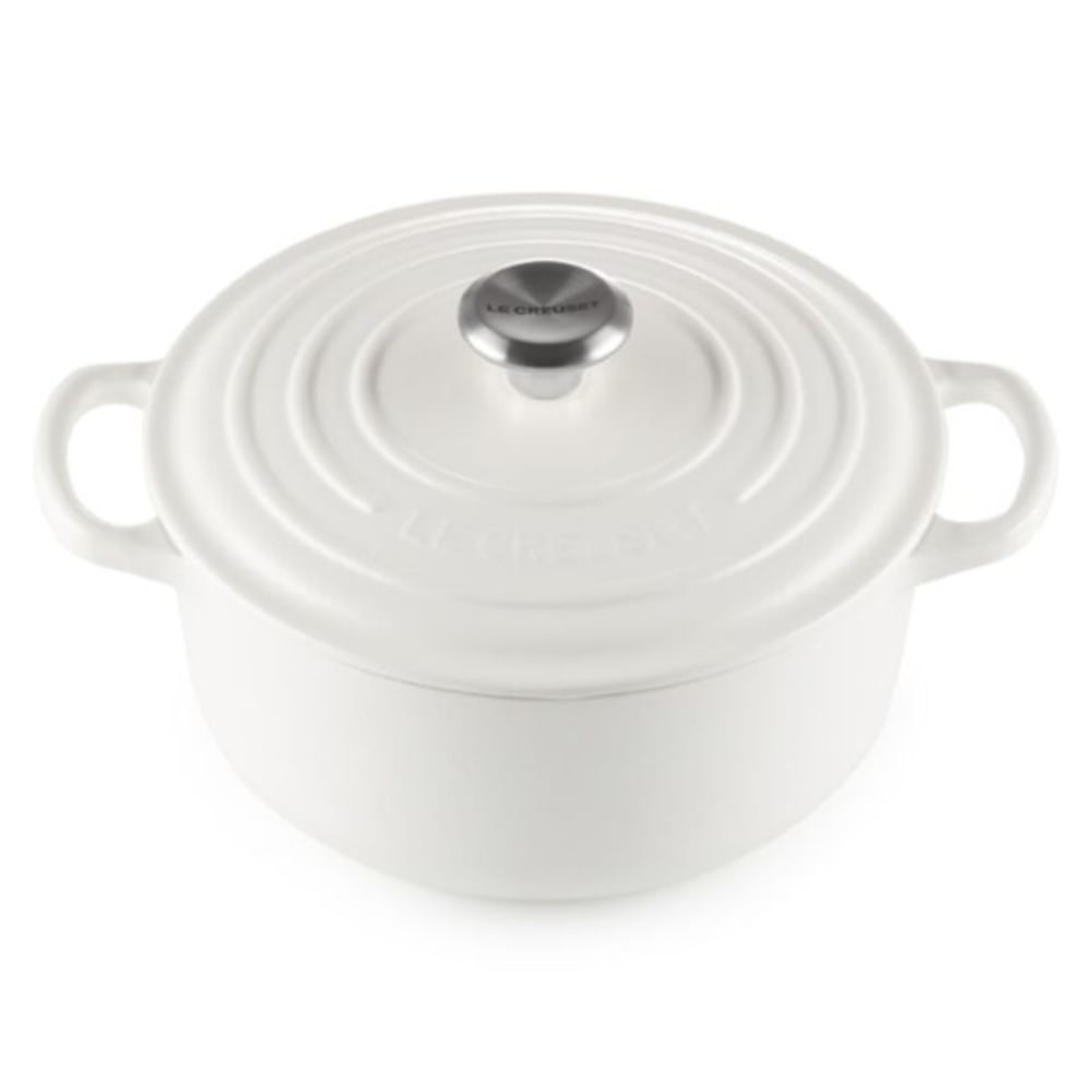 PANELA LE CREUSET REDONDA SIGNATURE FERRO ESMALTADO 22CM BRANCO COTTON 21177224314430