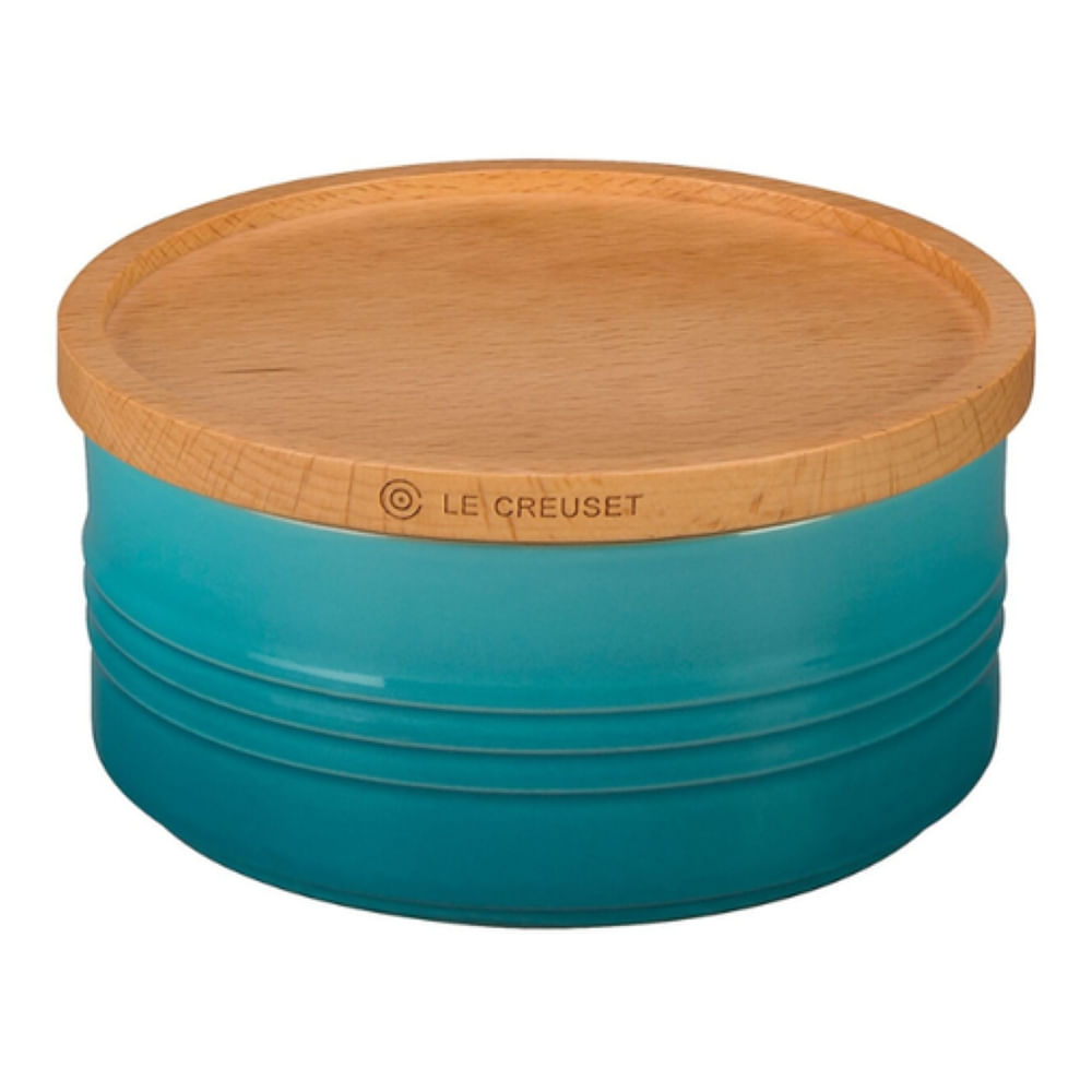 POTE LE CREUSET EM CERÂMICA COM TAMPA DE MADEIRA 420ML AZUL CARIBE 91044402490000