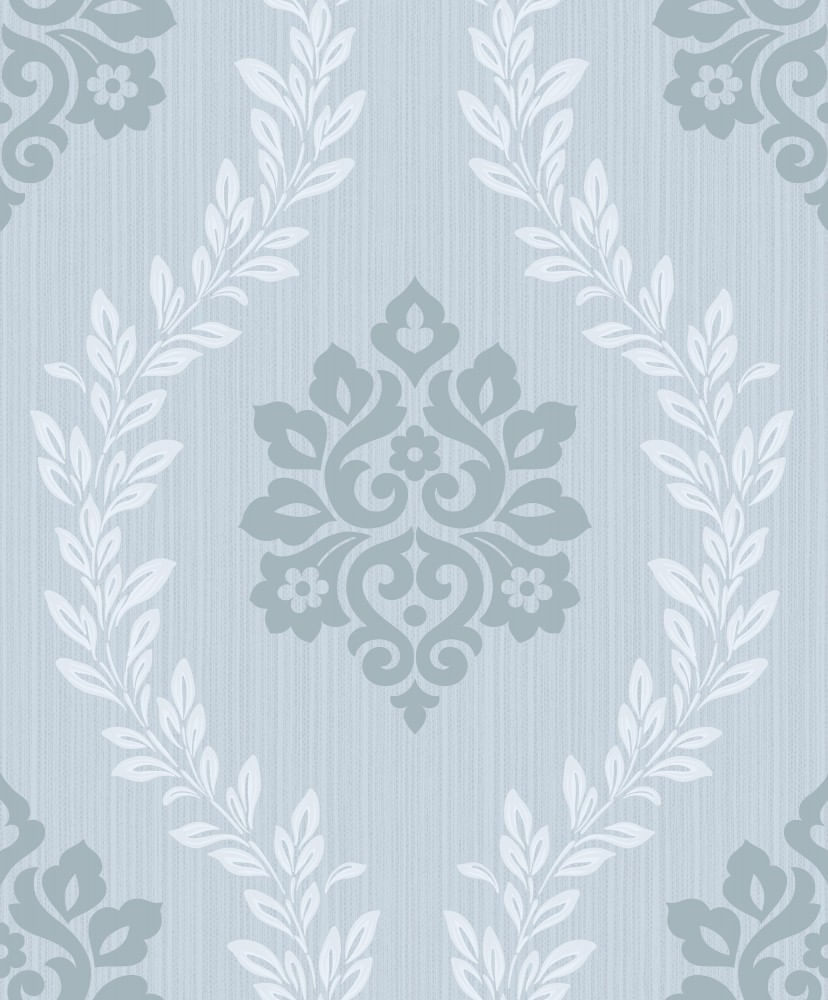 Papel de Parede Fusion Damask Azul - Rolo: 10m x 0,53m