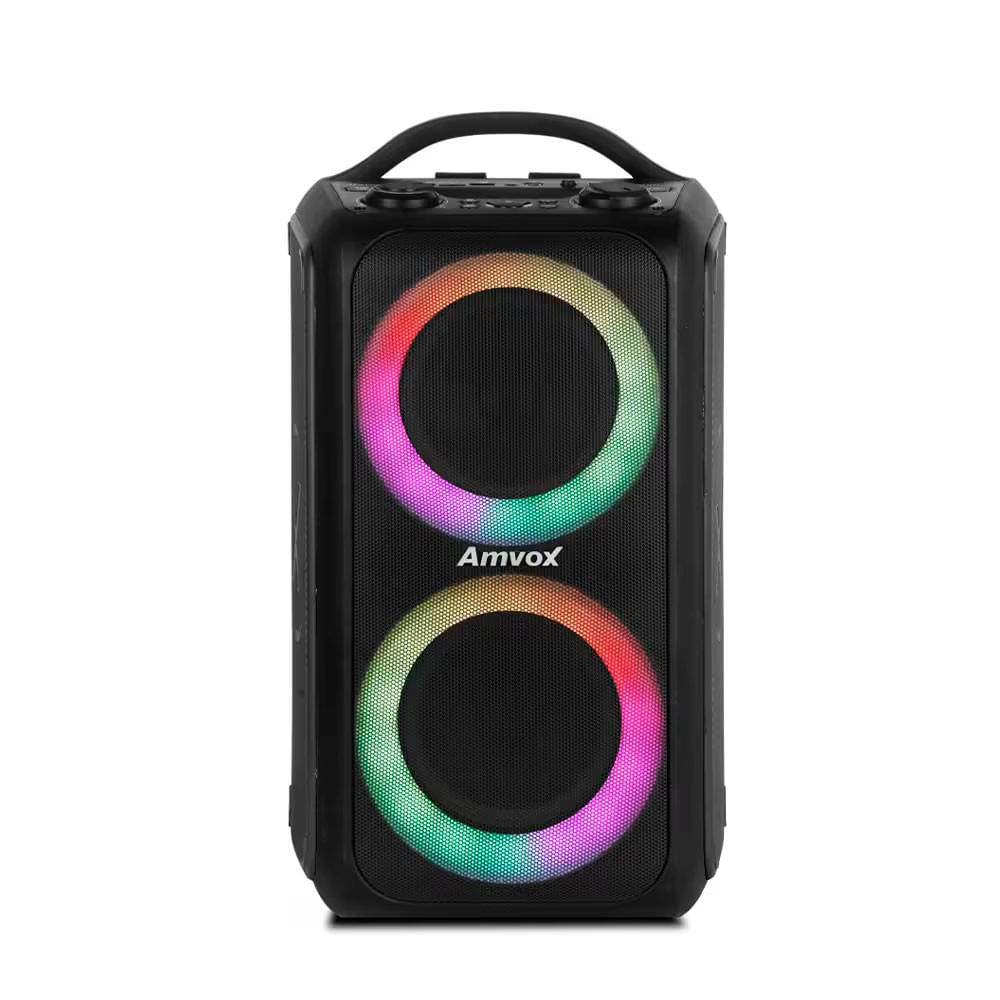 Caixa de Som Amplificada Amvox Bagvox Black ACA600 com 2 Alto-falantes de 6,5, Alça de transporte e Display LED - 600 W Preto / Bivolt