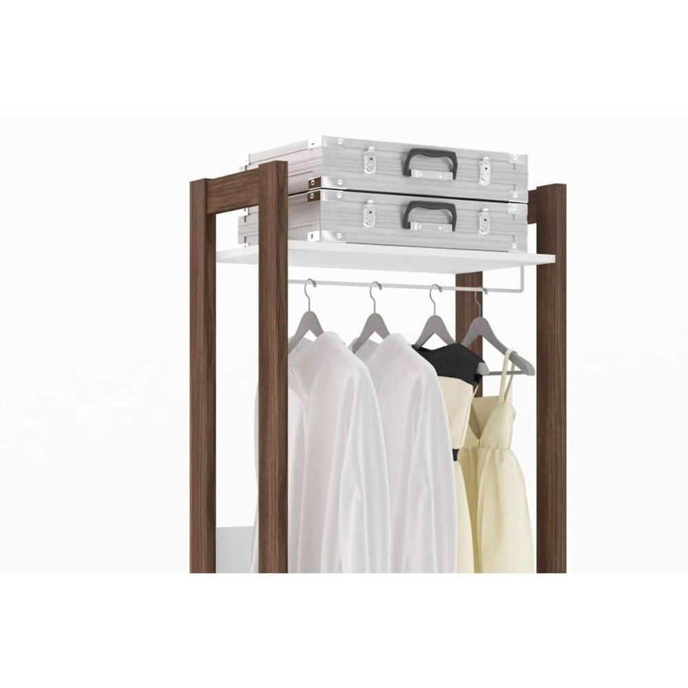 Guarda Roupa Closet Solteiro Az1011 Armário Alto E 2 Gavetas Branco/Nogal - Tecno Mobili