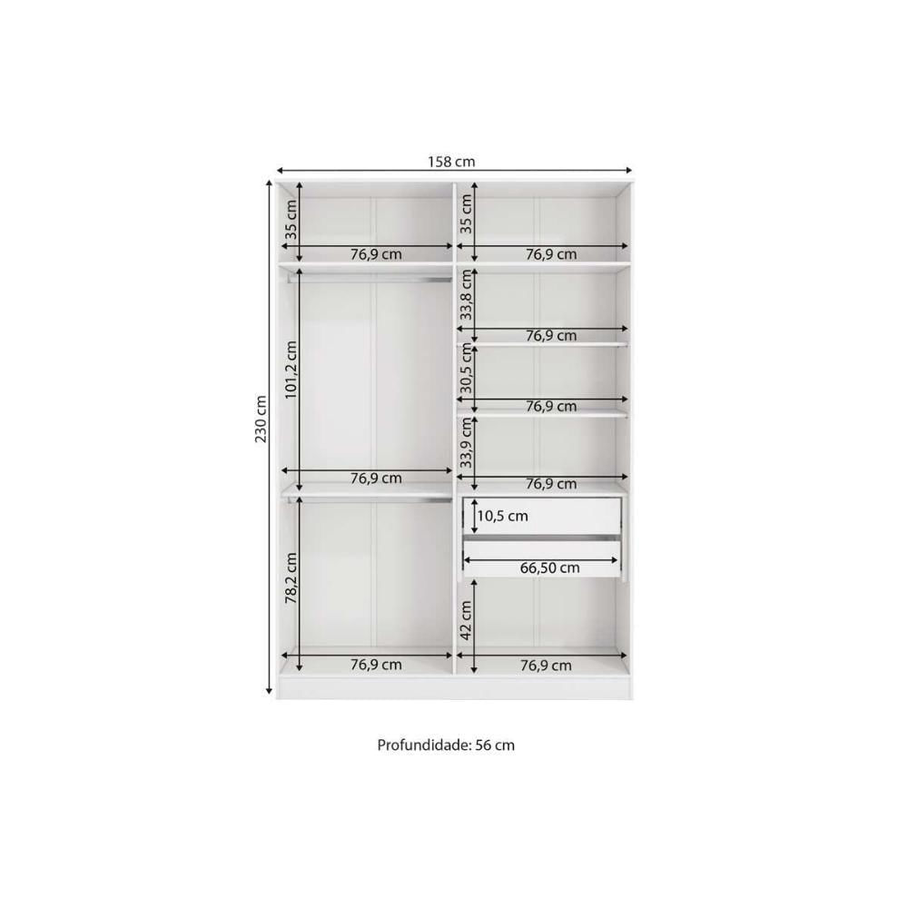 Guarda Roupa Modulado Adapt N536 C- 4 Portas E 2 Gavetas Branco-macadamia - Kappesberg