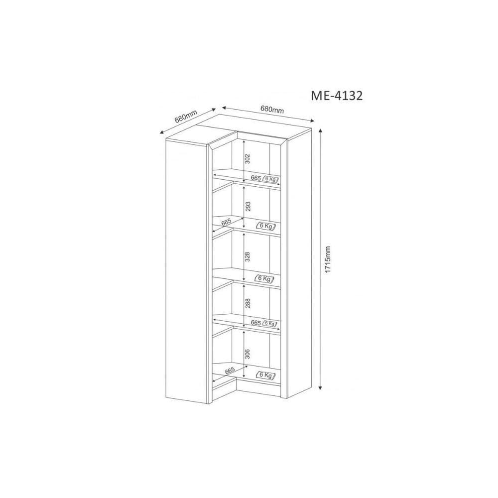 Modulado De Quarto Closet De Canto S- Portas C- 4 Prateleiras Aberto Me4132 Preto Tecno Mobili